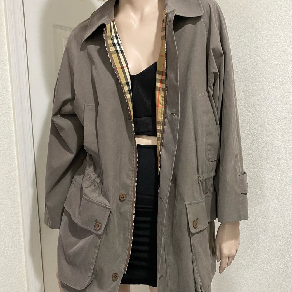 Burberry Military Khaki Drawstring Waist Jacket L